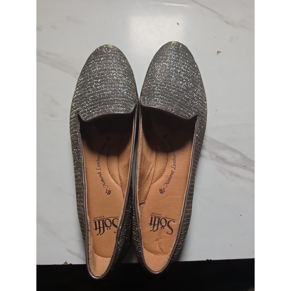Sofft silver‎ & black flats shoes women 7.5M